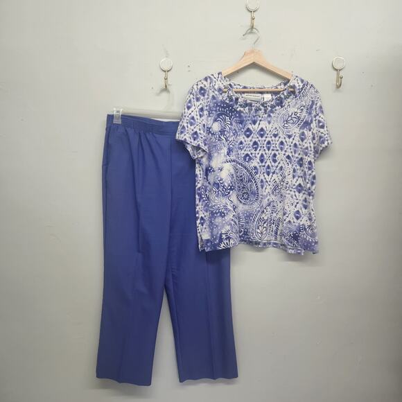 Alfred Dunner Short Sleeve Pant Set 14 petite Large P - Picture 1 of 15